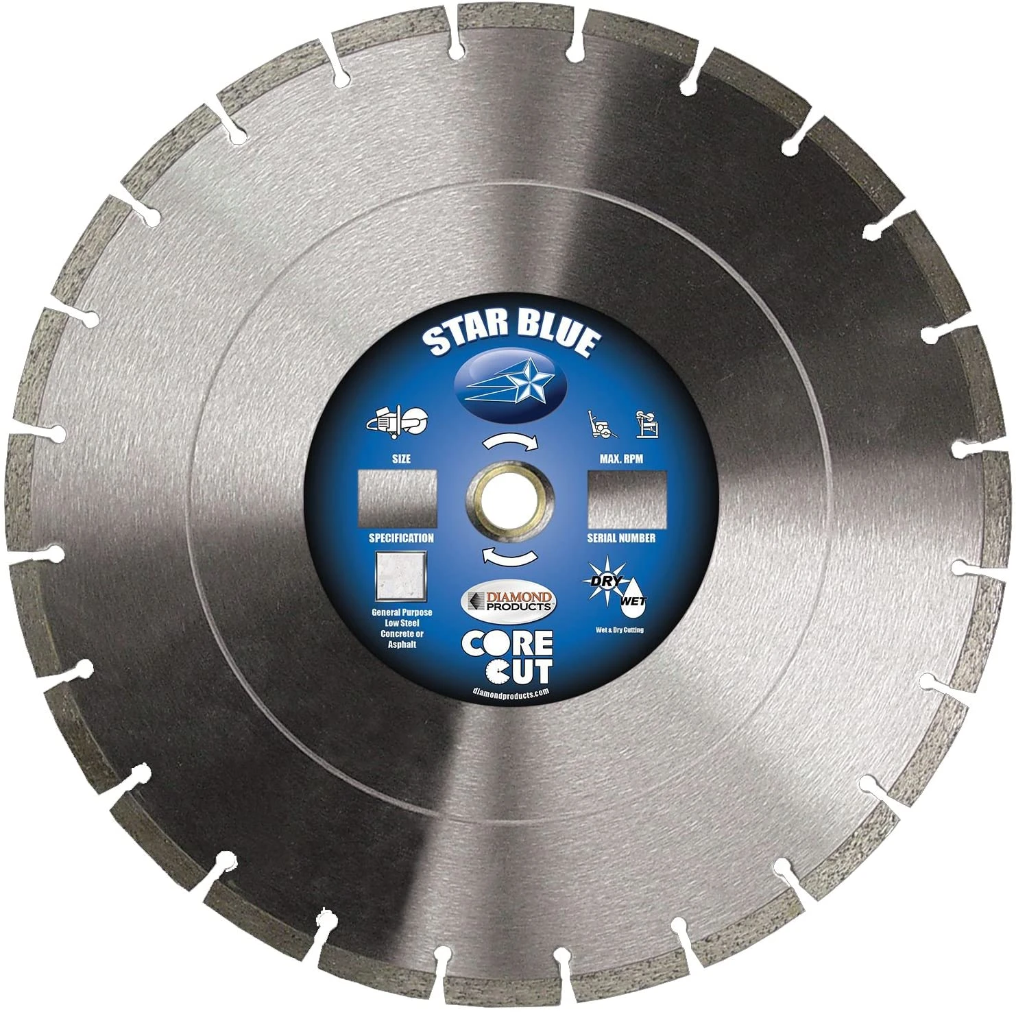 Diamond Products 92398 Star Blue High Speed 12" Diamond Saw Blade 1 Diamond Products 92398 Star Blue High Speed 12" Diamond Saw Blade