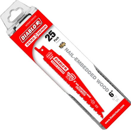 Diablo 6" Bi-Metal Reciprocating Saw Blades For Nail-Embedded Wood 1 Diablo 6" Bi-Metal Reciprocating Saw Blades For Nail-Embedded Wood