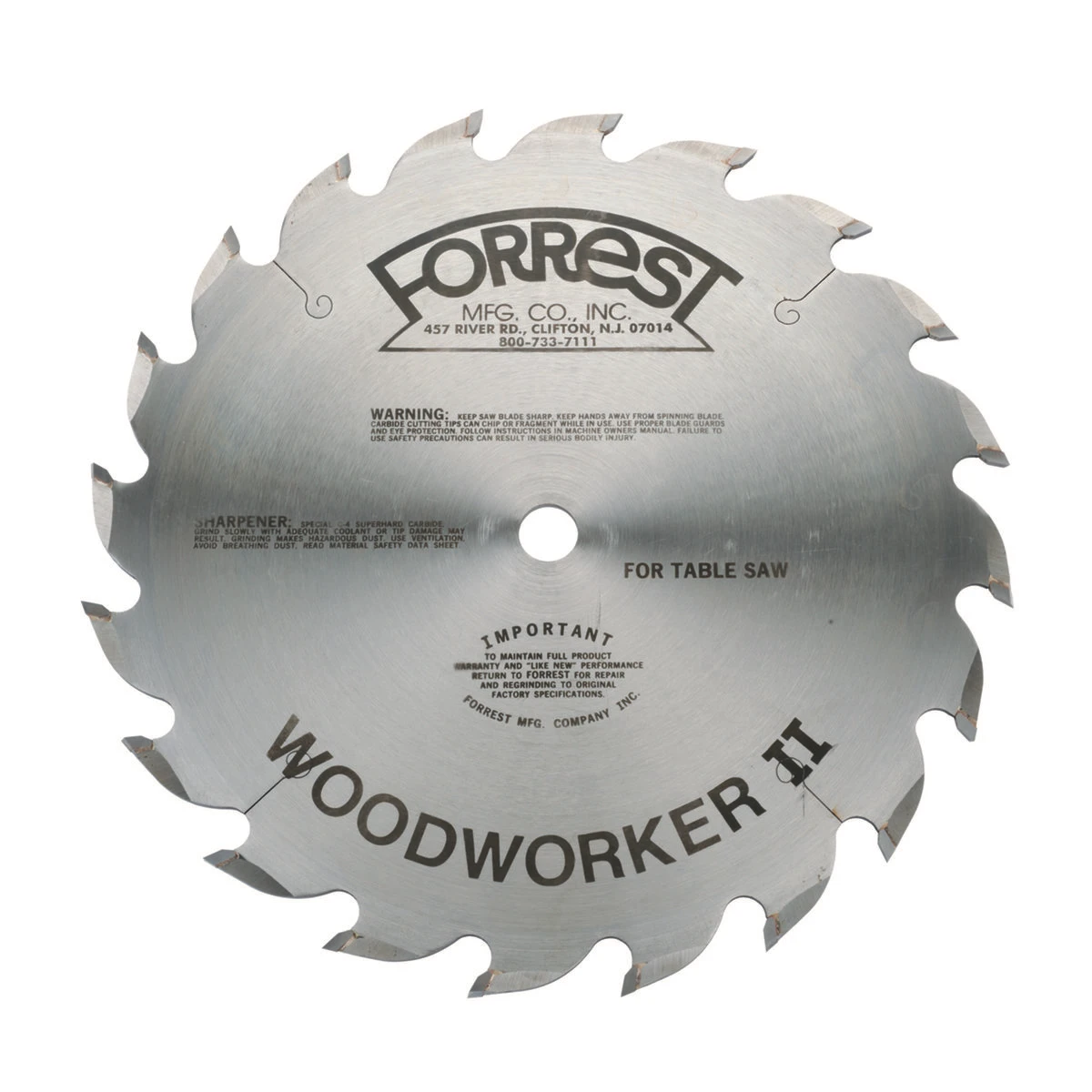 Forrest WW10206125 10" Customized Woodworker II Saw Blade 1 Forrest WW10206125 10" Customized Woodworker II Saw Blade